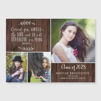 Rustic Christian Graduation Bible Verse Magnetic Invitation