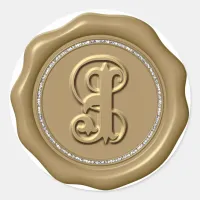 *~* Letter J Diamond Circle GOLD Wax Seal Stickers