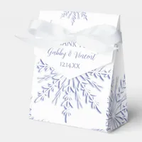 Blue Snowflakes on White Winter Wedding Favor Boxes