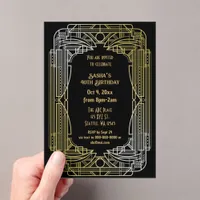 Roaring 20s art deco great gatsby birthday acrylic invitations