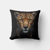 Cheetah Portrait on black Throw Pillow