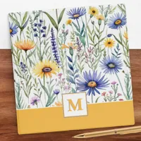 Pretty Wildflowers Rustic Floral Elegant Monogram 3 Ring Binder