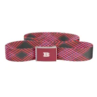 Gingham Check Red and Black Canvas Belt