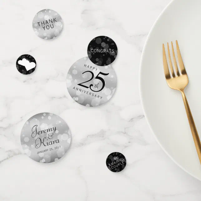Elegant 25th Silver Wedding Anniversary Confetti