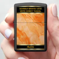 Flowing vibrant orange marble patterns zippo lighter