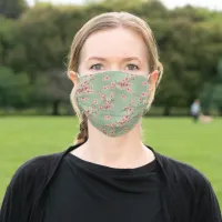 Cherry Blossoms in Pink and Teal Adult Cloth Face Mask