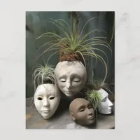 Creepy Head Planters Postcard