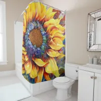 Sunflower Power watercolor painting Shower Curtain