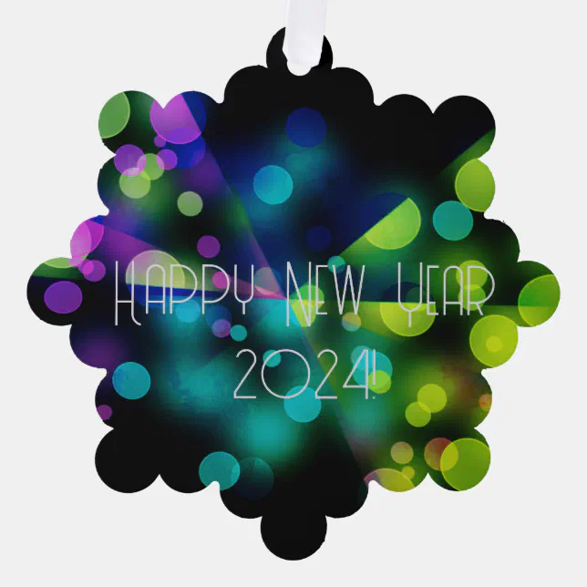 2024 new year with multicolor bubbles ornament card