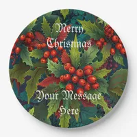 A Merry Festive Christmas Holly Holiday  Paper Plates