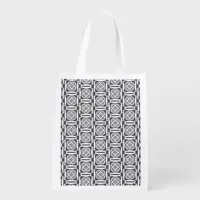 Grocery Bag in Greyscale, Abstract Modern pattern