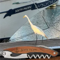 Nautical Teak Wood Grain Personalized Boat Name Waiter's Corkscrew