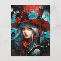 Alice in a Red  Top Hat Postcard