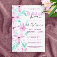 Pretty Soft Pink Watercolor Flowers Bridal Shower Invitation