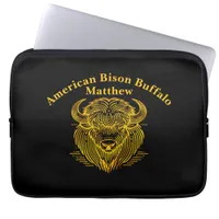 Gold Bison Buffalo Artwork With Intricate Design Laptop Sleeve