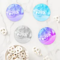 Christmas Balls on Snow with Blue Variations, ZSSG Coaster Set