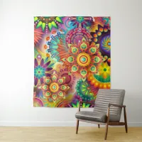 Colorful Abstract Red Orange Purple Green Tapestry