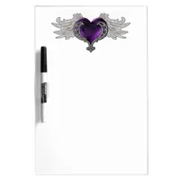 Goth Purple Heart with Angel Wings Dry Erase Board