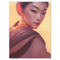 Japanese Woman at Sunset Fantasy AI Art Tissue Paper