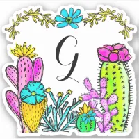 Flowering Cactus Succulent Watercolor Vinyl Decal