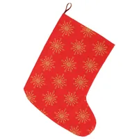 Retro Atomic Mid-Century Mod Red & Gold  Large Christmas Stocking