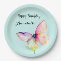 Delicate Pink Butterfly in Pastel Rainbow Colors