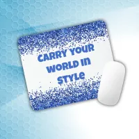 Blue Glitter on White - simple | Mouse Pad