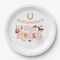 Pink Wild West First Rodeo Baby Girl 1st Birthday Paper Plates