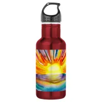 Vivid Sunset Illustration Water Reflection Stainless Steel Water Bottle