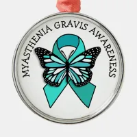 Myasthenia Gravis Awareness Ribbon Butterfly   Metal Ornament