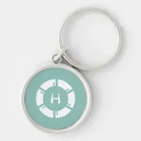Futuristic SciFi Circle With Custom Monogram Mint Keychain