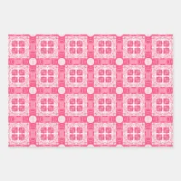 Trendy Pink White Shapes Geometric Pattern  Wrapping Paper Sheets