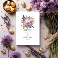 Lavender and Gold Floral Winter Wedding Invitation