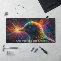 Cosmic Avian Symphony Cute Bird of the Universe Desk Mat