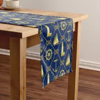 Navy Blue and Gold Nautical Short Table Runner