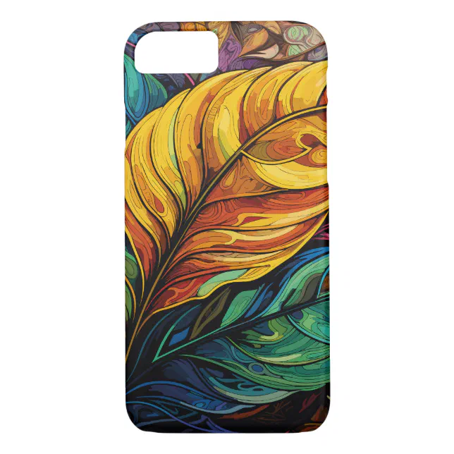 Blue and Golden Feathers iPhone 8/7 Case