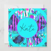 Custom Name Watercolor Butterfly Blue Purple Pink  Card