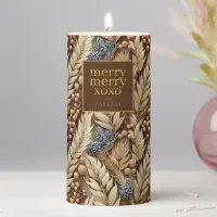Earth Tones Christmas Merry Pattern#21 ID1009 Pillar Candle