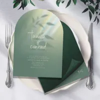 Shadow Leaf Wedding Green Arch ID947 Invitation