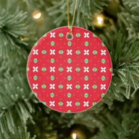 Christmas Holiday Charm Pattern 02 - Personalized Ceramic Ornament