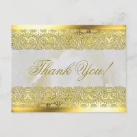 White Rose with Gold Lace Wedding Postcard