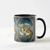 Vintage Easter Bunnies Textured Image, ZSSG Mug