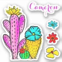 Colorful Cactus Floral Watercolor Fun Vinyl Decal