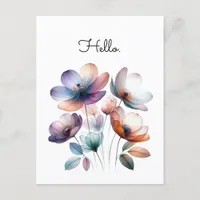 Customizable Flowers Watercolor Illustration  Postcard