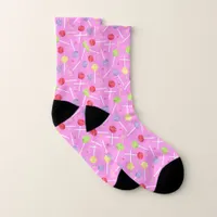 Lollipops Pattern Candy Lover Candies Pink Socks