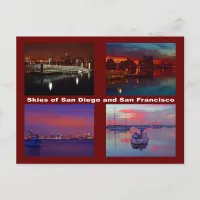 Skies of San Diego and San Francisco Postcard