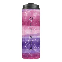 Personalized Purple and Pink Speckled  Thermal Tumbler