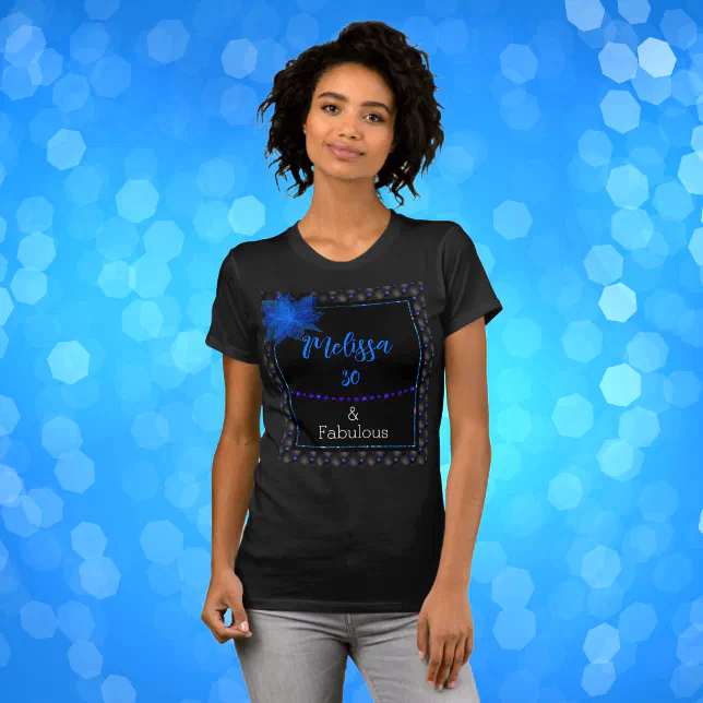 Birthday Elegant Blue and Black  T-Shirt