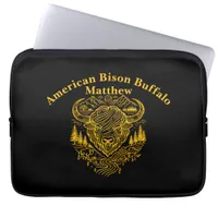 Bison Buffalo Illustration in a Scenic Landscape Laptop Sleeve