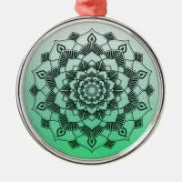 Lime Green  Mandala Abstract Beautiful Christmas Metal Ornament